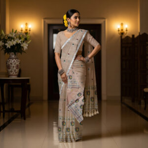 MMD Kesapat Cotton Sador Mekhela with unstitched Blouse piece