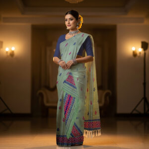 Handcrafted Nunee Cotton Sador Mekhela with unstitched Blouse piece