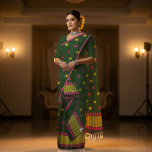 a Handmade Nunee Cotton Sador Mekhela with unstitched Blouse piece
